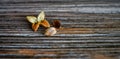 beech nuts on a wooden board Royalty Free Stock Photo