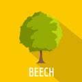 Beech tree icon, flat style