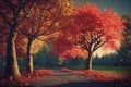 Beech trees in beautiful autum colors in Wamberg nature. ai generative.