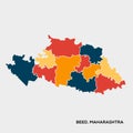 Beed district map vector illustration. Beed Maharashtra Royalty Free Stock Photo