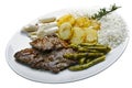 Beef asparagus, potatoes Royalty Free Stock Photo