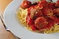 Beef ball spaghetti Royalty Free Stock Photo