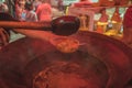 Beef belly consome served in clay dishes, typical Mexican food