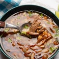 Beef birria consomme with chickpeas. Mexican food Royalty Free Stock Photo