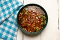 Beef birria consomme with chickpeas. Mexican food Royalty Free Stock Photo