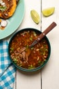 Beef birria consomme with chickpeas. Mexican food Royalty Free Stock Photo