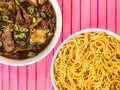 Beef and Black Bean Sauce With Red Peppers And Egg Noodles Royalty Free Stock Photo