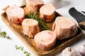 Beef Bone Marrow , on white stone table background Royalty Free Stock Photo