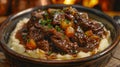 Beef bourguignon on a bed of mashed potatoes Royalty Free Stock Photo