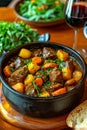 Beef Bourguignon with carrots,onions and mushrooms.Savory Beef Stew with Vegetables and Herbs