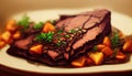 Beef Brisket barbecue. Chopped Beef Brisket. Traditional Texas Smoke House meat. Rubbed with spices and smoked in a