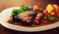 Beef Brisket barbecue. Chopped Beef Brisket. Traditional Texas Smoke House meat. Rubbed with spices and smoked in a