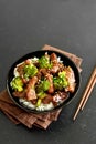 Beef and broccoli stir fry with rice Royalty Free Stock Photo