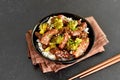 Beef and broccoli stir fry with rice Royalty Free Stock Photo