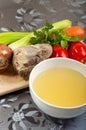 Beef broth with a piece of veal Royalty Free Stock Photo