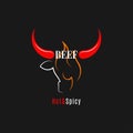 Beef bull logo. Hot beef with chili pepper