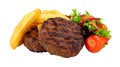 Beef burger and chunky chips meal Royalty Free Stock Photo