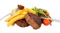 Beef burger and chunky chips meal Royalty Free Stock Photo