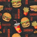 Beef burger colorful pattern seamless