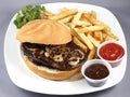 Beef burger combo Royalty Free Stock Photo