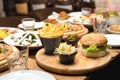 Beef burger and french fries & other plates