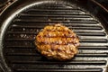 Beef burger fried in grill pan