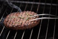 A beef burger grill cooking