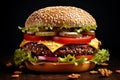 The beef burger and hamburger an American classic Royalty Free Stock Photo