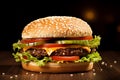 The beef burger and hamburger an American classic Royalty Free Stock Photo