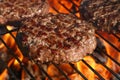 Beef burger for hamburger on barbecue flame grill Royalty Free Stock Photo