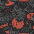 Beef burger pattern seamless colorful