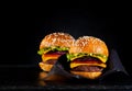 Beef burgers or cheeseburgers Royalty Free Stock Photo