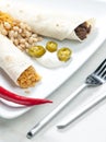 beef burritos with beans and rice Royalty Free Stock Photo