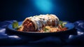beef burritos with rice, black beans and salsa. Neural network AI generated Royalty Free Stock Photo