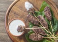Beef cabobs with tzatziki sauce Royalty Free Stock Photo