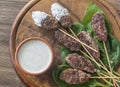 Beef cabobs with tzatziki sauce Royalty Free Stock Photo