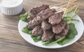 Beef cabobs with tzatziki sauce Royalty Free Stock Photo