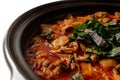 Beef Chitterlings Hotpot on White Background