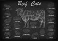 Beef cow bull whole carcass cuts cut parts infographics scheme s Royalty Free Stock Photo