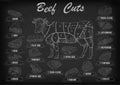 Beef cow bull whole carcass cuts cut parts infographics scheme s Royalty Free Stock Photo