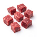 Beef cubes isolated on white background Royalty Free Stock Photo
