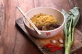 Beef dry noodles braised taste delicious at thailand.