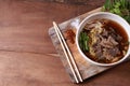 Beef dry noodles braised taste delicious at thailand.