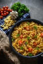 Delicious Beef Fusilli Pasta close up