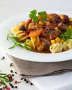 Beef goulash with pasta