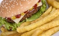 Beef hamburguerwith french fries (2) Royalty Free Stock Photo