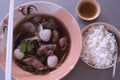 Beef hot soup with steamed rice