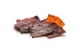 Beef jerky isolated on a white studio background Royalty Free Stock Photo