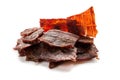 Beef jerky isolated on a white studio background Royalty Free Stock Photo