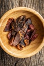 Beef jerky pieces. Dried beef meat Royalty Free Stock Photo